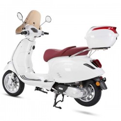 Moto scooter Fighter 125 RR blanco Euro 5 moto ligera scooter retro scooter con baúl y parabrisas
