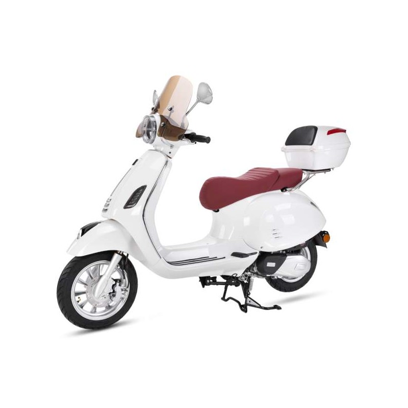Moto scooter Fighter 125 RR blanco Euro 5 moto ligera scooter retro scooter con baúl y parabrisas