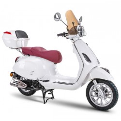 Moto scooter Fighter 125 RR blanco Euro 5 moto ligera scooter retro scooter con baúl y parabrisas