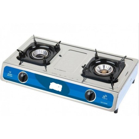 Cocina turbo de acero inoxidable de 2 fuegos