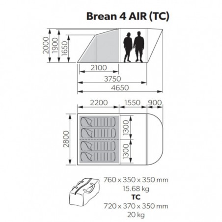 Tienda de campaña inflable Kampa Brean 4 AIR 4 personas