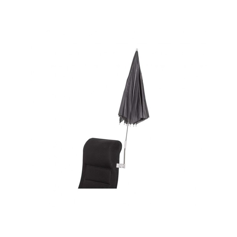 Sombrilla gris para sillas de camping.