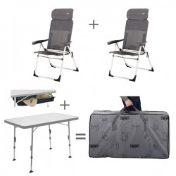 Conjunto de mesa y sillas Crespo para furgoneta, sin tapizar y sin reposapiés