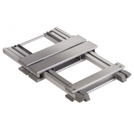 Taburete plegable de aluminio.