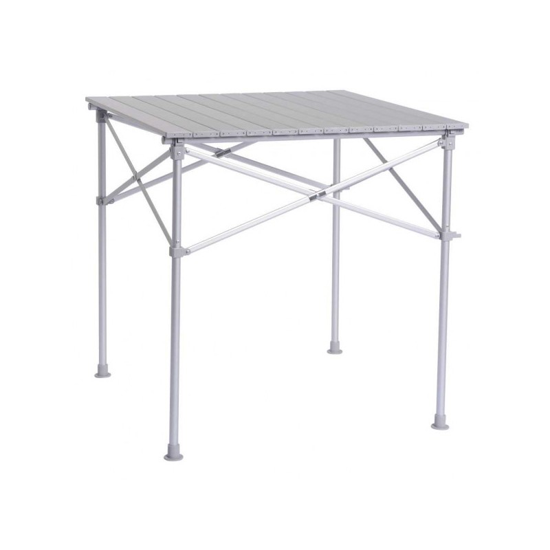 Mesa de camping de aluminio con tablero enrollable de aluminio 70 x 70 x 70 cm