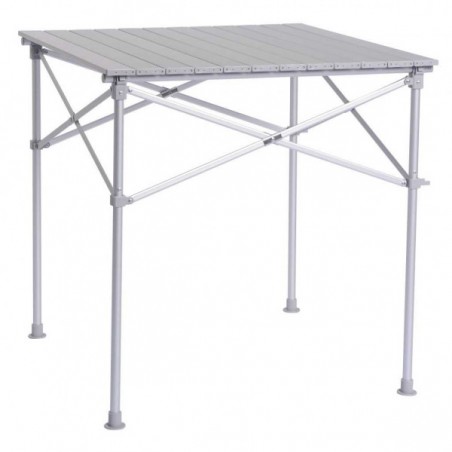 Mesa de camping de aluminio con tablero enrollable de aluminio 70 x 70 x 70 cm