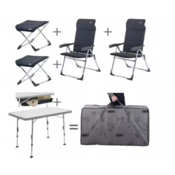 Conjunto de mesa y silla Crespo Valencia, con reposapiernas, gris