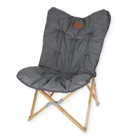 Silla plegable Holiday Travel Lounge, acolchada, estructura de bambú, gris