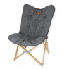 Silla plegable Holiday Travel Lounge, acolchada, estructura de bambú, gris