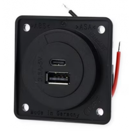 Berker Integro Flow/Pure Toma de carga USB, USB-A /USB-C, 12V, negro mate