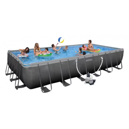 Set completo de piscina Intex Ultra XTR Frame, cuadrada, incluye bomba de filtración de arena RCD, 732x366x132cm