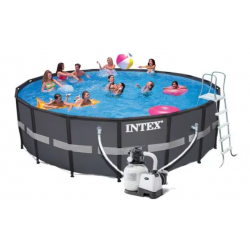 Intex Ultra XTR Frame Pool juego completo, redondo, incluye bomba de filtración de arena, gris, 610x122cm