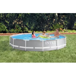 Juego completo de piscina Intex Prism Frame, redonda, incluye bomba de filtración, gris claro, 427x107cm