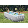 Intex Prism Frame Pool juego completo, rectangular, incl. bomba depuradora + escalera, gris claro, 488x244x107cm