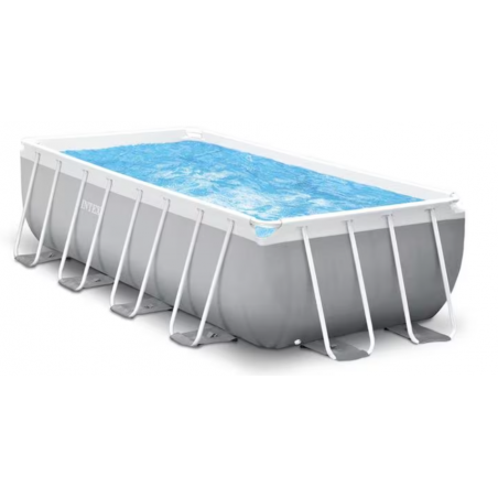 Intex Prism Frame Pool juego completo, rectangular, incl. bomba depuradora + escalera, gris claro, 488x244x107cm