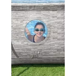 Juego completo de piscina Bestway Power Steel Swim Vista, ovalada, incluye sistema de depuración de arena, gris, 488x305x107cm