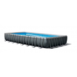 Intex Ultra XTR Frame Pool Set Completo, Cuadrada, Incluye Bomba Depuradora de Arena, Antracita, 975x488x132cm