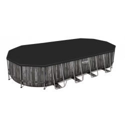 Juego completo de piscina Bestway Power Steel Frame, ovalada, incluye bomba depuradora, gris oscuro, 732x366x122cm