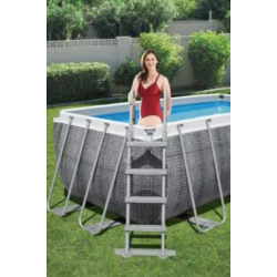 Bestway Power Steel Frame Pool Set, rectangular, con bomba depuradora, aspecto ratán gris, 412x201x122cm
