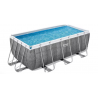 Bestway Power Steel Frame Pool Set, rectangular, con bomba depuradora, aspecto ratán gris, 412x201x122cm