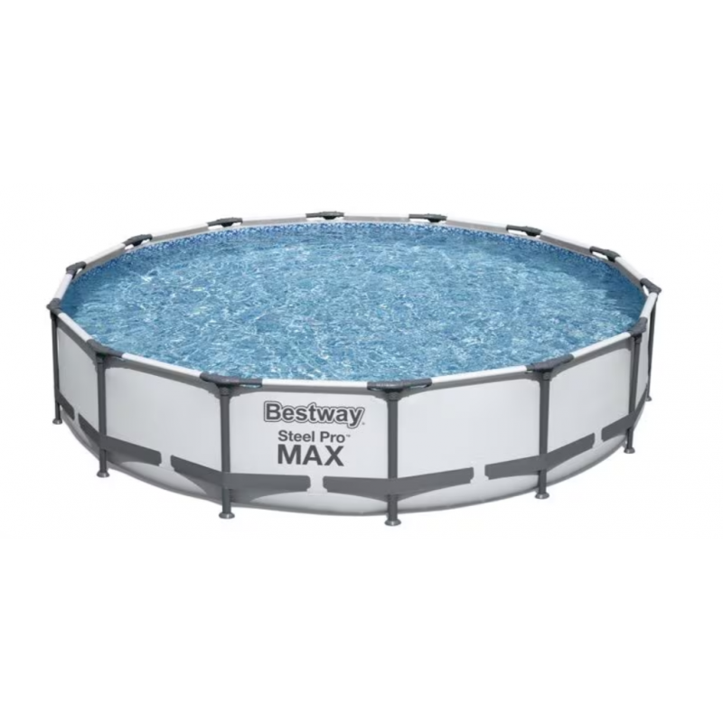 Piscina Bestway Steel Pro Max Frame, redonda, con bomba depuradora, gris claro, 427x84cm