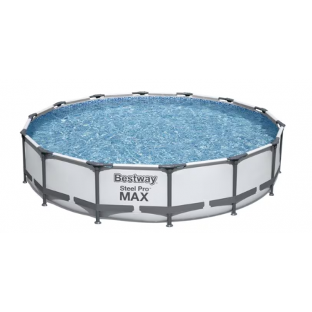 Piscina Bestway Steel Pro Max Frame, redonda, con bomba depuradora, gris claro, 427x84cm