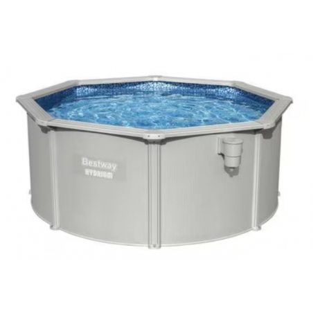 Piscina Bestway Hydrium de pared de acero, set completo con depuradora de arena, redonda, gris, Ø300x120cm