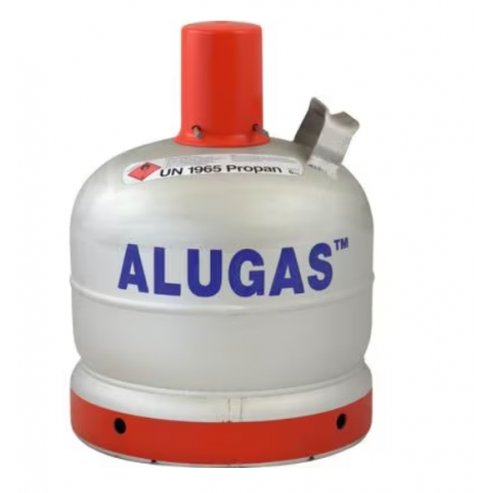 Bombona de gas propano Alugas de 6 kg, vacía, con válvula y protección.
