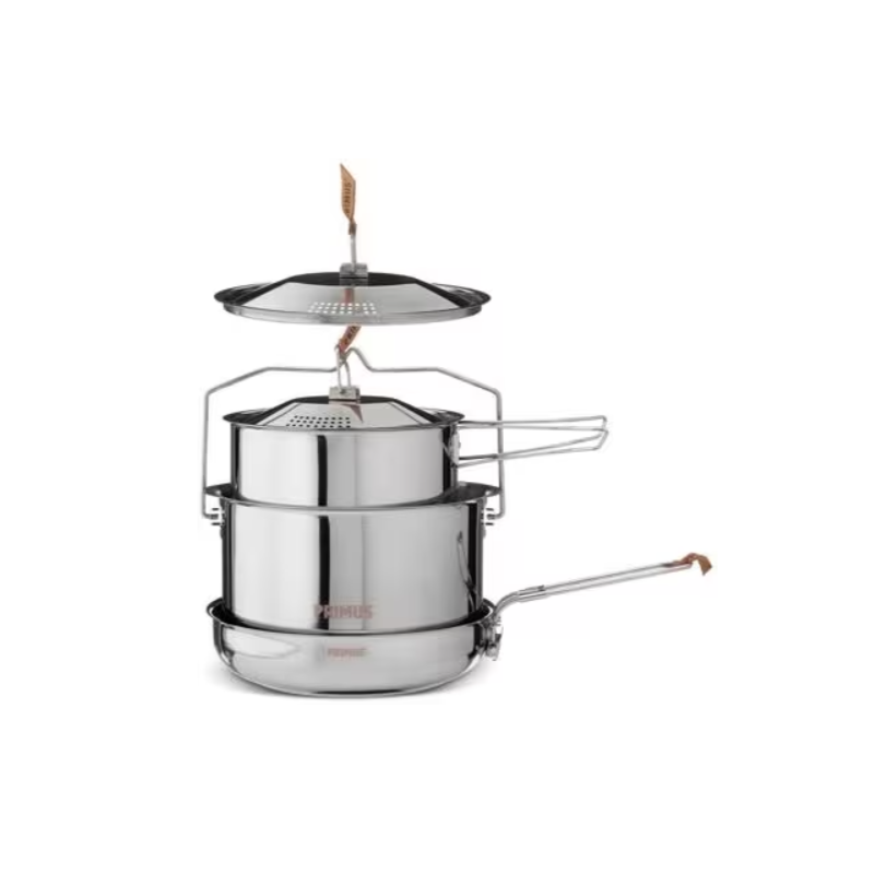 Primus Campfire Juego de ollas de cocina, acero inoxidable, 5 piezas, L