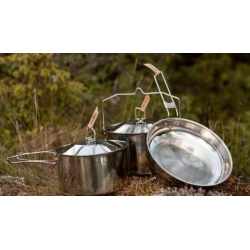 Primus Campfire Juego de ollas de cocina, acero inoxidable, 5 piezas, L