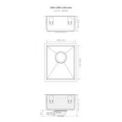 Fregadero Queensize Camper "Vanlife", acero inoxidable, 34x29x15cm