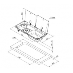 Can FL1765 combinación de cocina y fregadero, 2 fuegos, derecha