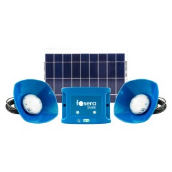 Sistema solare set Fosera Spark 20 che include batteria e 2 lampade integrate