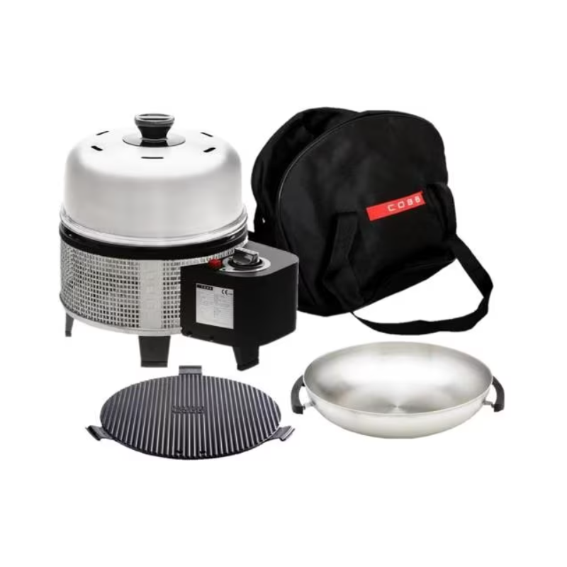 Parrilla de gas de cartucho Cobb Premier Gas Deluxe 2.0 con plancha/wok/bolsa