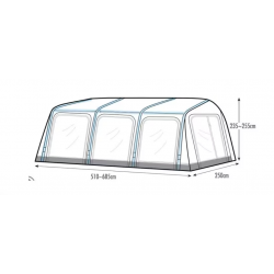 Toldo de viaje Westfield Ceres, (tamaño 11) 1051-1085 cm, con postes Airtube