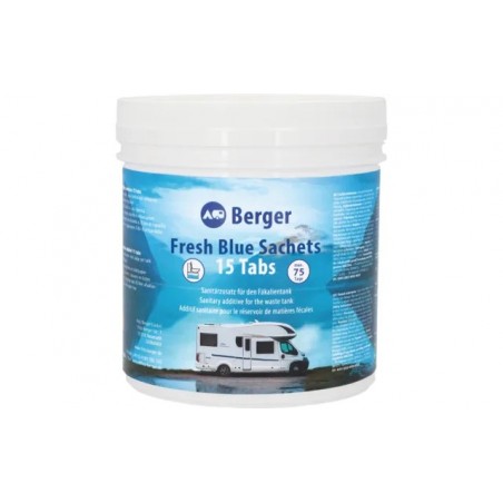 Set sanitario Berger de 3 piezas que incluye bolsitas Fresh Blue + Fresh Rinse 2,5 l + papel higiénico WC Soft