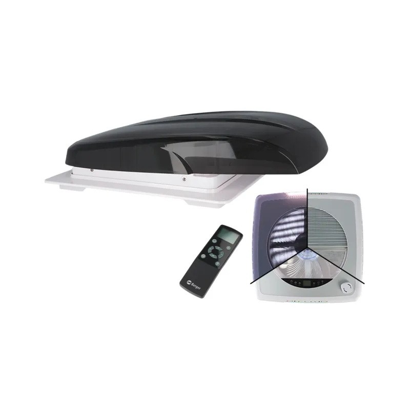 Claraboya Berger Plus Ventilador con sistema de ventilación 12 V 40 x 40 cm negra