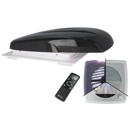 Claraboya Berger Plus Ventilador con sistema de ventilación 12 V 40 x 40 cm negra