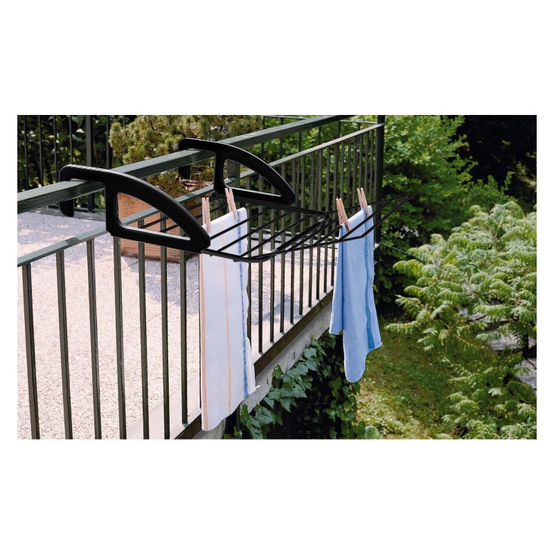 Tendedero de balcón y radiador negro Bries Metaltex