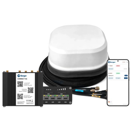Berger CONNECT 4G - router WLAN 4G / LTE (WiFi 5, Cat 6 hasta 300 MBbps) con antena de techo 5G y accesorios de montaje