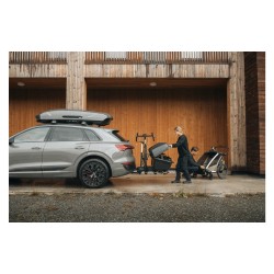 Caja trasera Thule Santu para portabicicletas compatible con Thule Epos/EasyFold 3/EasyFold XT con adaptador