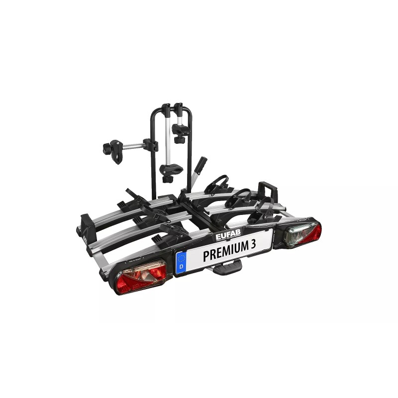 Barra de remolque portabicicletas Eufab Premium III para 3 bicicletas, adecuada para bicicletas eléctricas