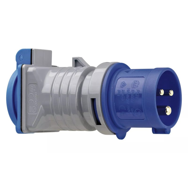 Adaptador CEE 240 V 16 A a Schuko 3 polos gris-azul Brennenstuhl
