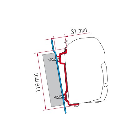 Adaptador toldo Fiamma Ford Transit montaje en pared