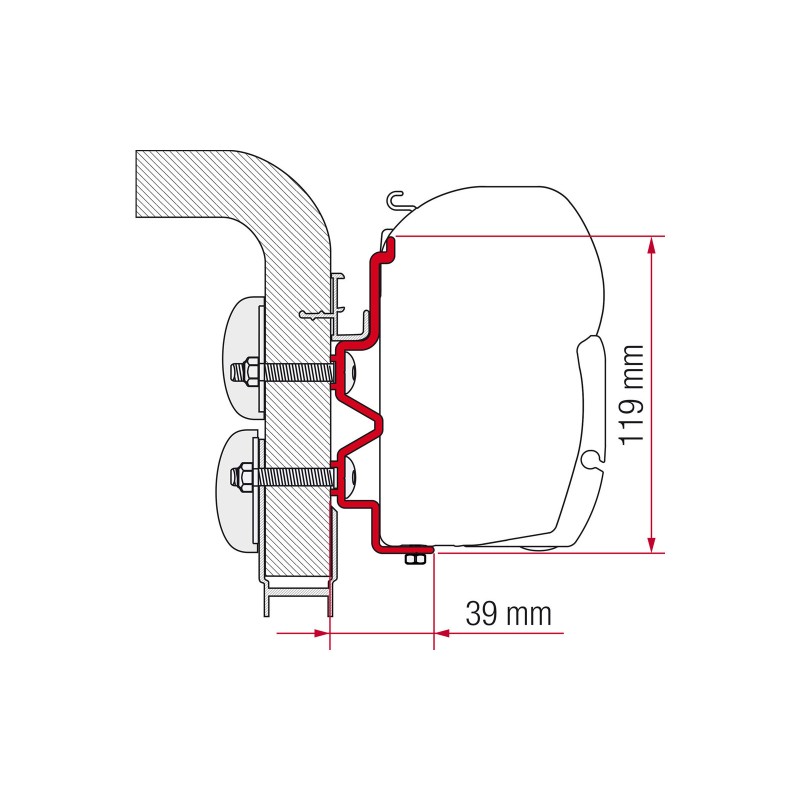 Fiamma Hymercamp Markisenadapter Wandhalterung 300