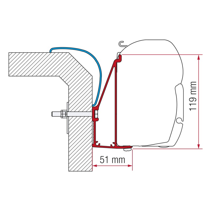 Fiamma Rapido Serie 6 Markisenadapter zur Wandmontage 350