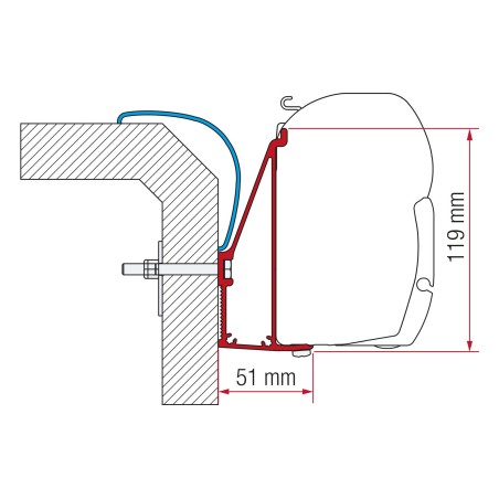 Adaptador de toldo Fiamma Rapido Serie 6 montaje en pared 350