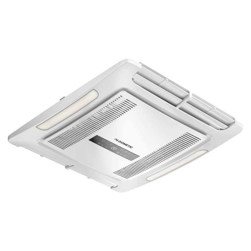 Ceiling air conditioner with air distribution box and remote control