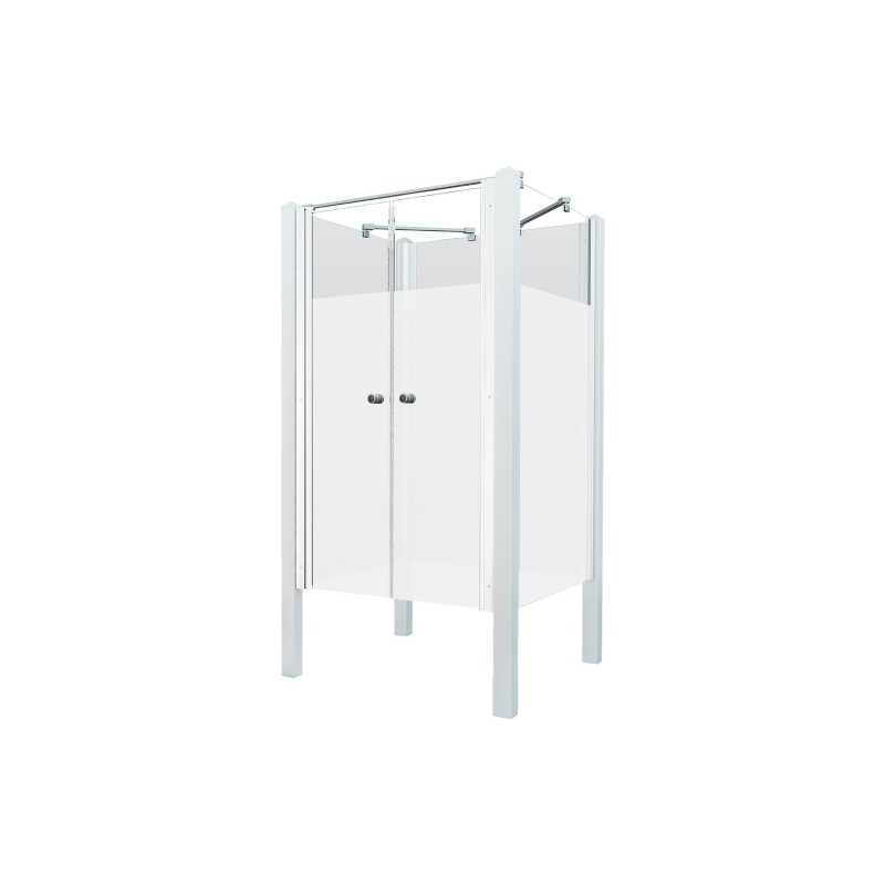 Gartenduschset / geschlossene Außendusche mit weißer Flügeltür