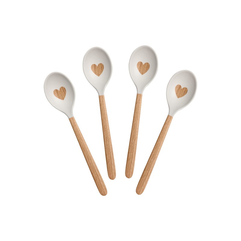 Set of 4 spoons of wood for eggs Berger